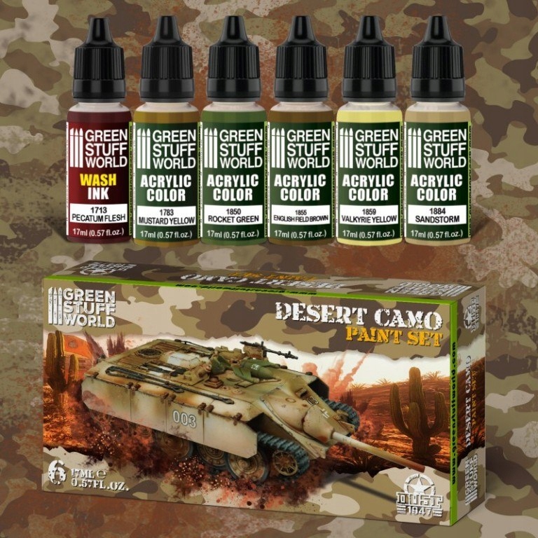 Green Stuff Paint Set Desert Camo barvy 6x 17ml