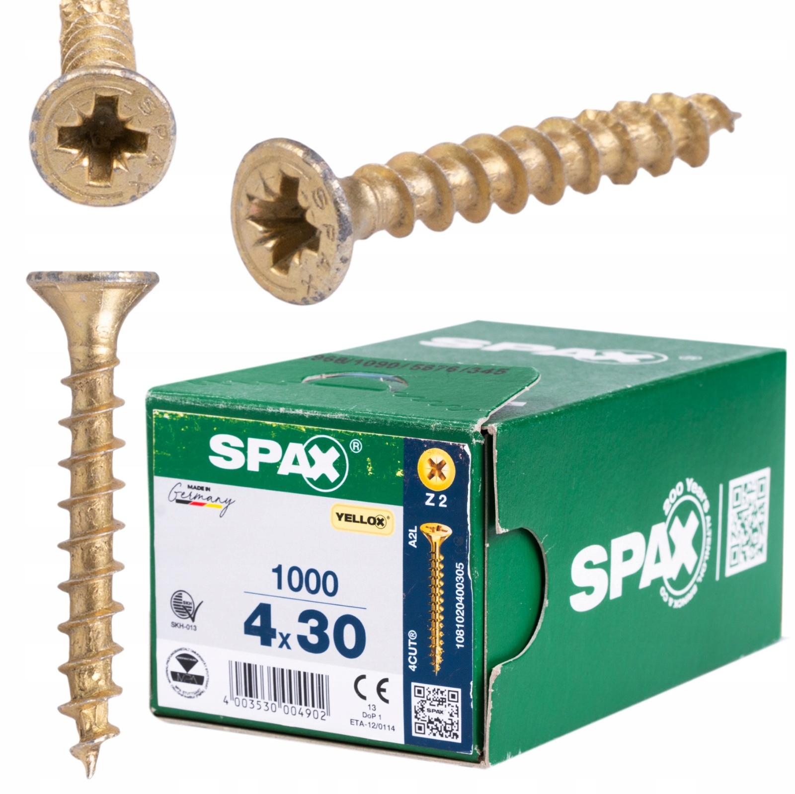 Spax Wkręty Uniwersalne 4X30MM Łeb Stożek Gwint Pełny Pz Yellox 1000SZT