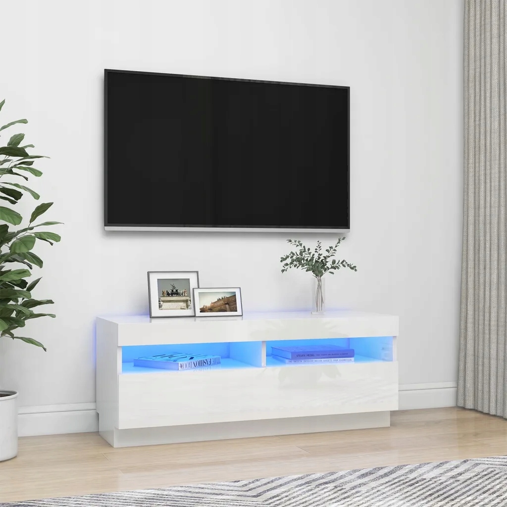 Petrashop Tv skříňka s Led osvětlením bílá s vysokým leskem 100x35x40 cm B