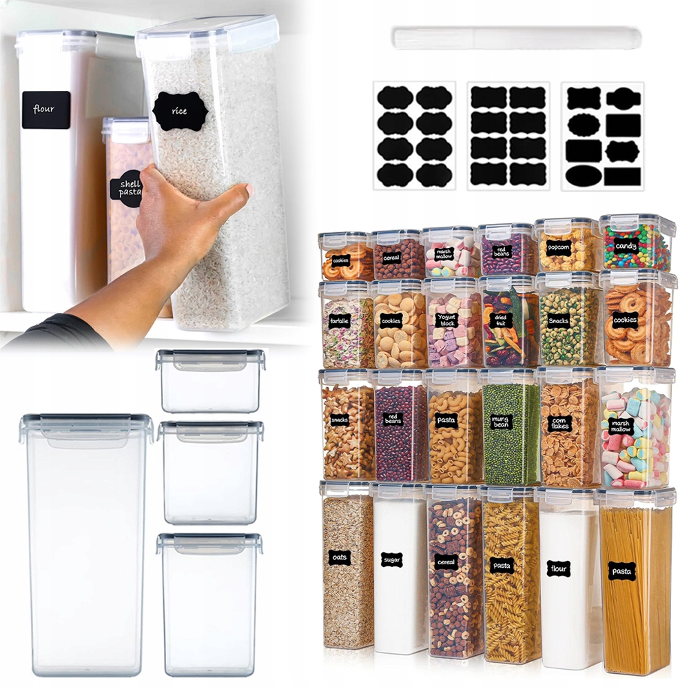 Hermetické Nádoby Na Skladování Obilných Potravin 24ks Etikety