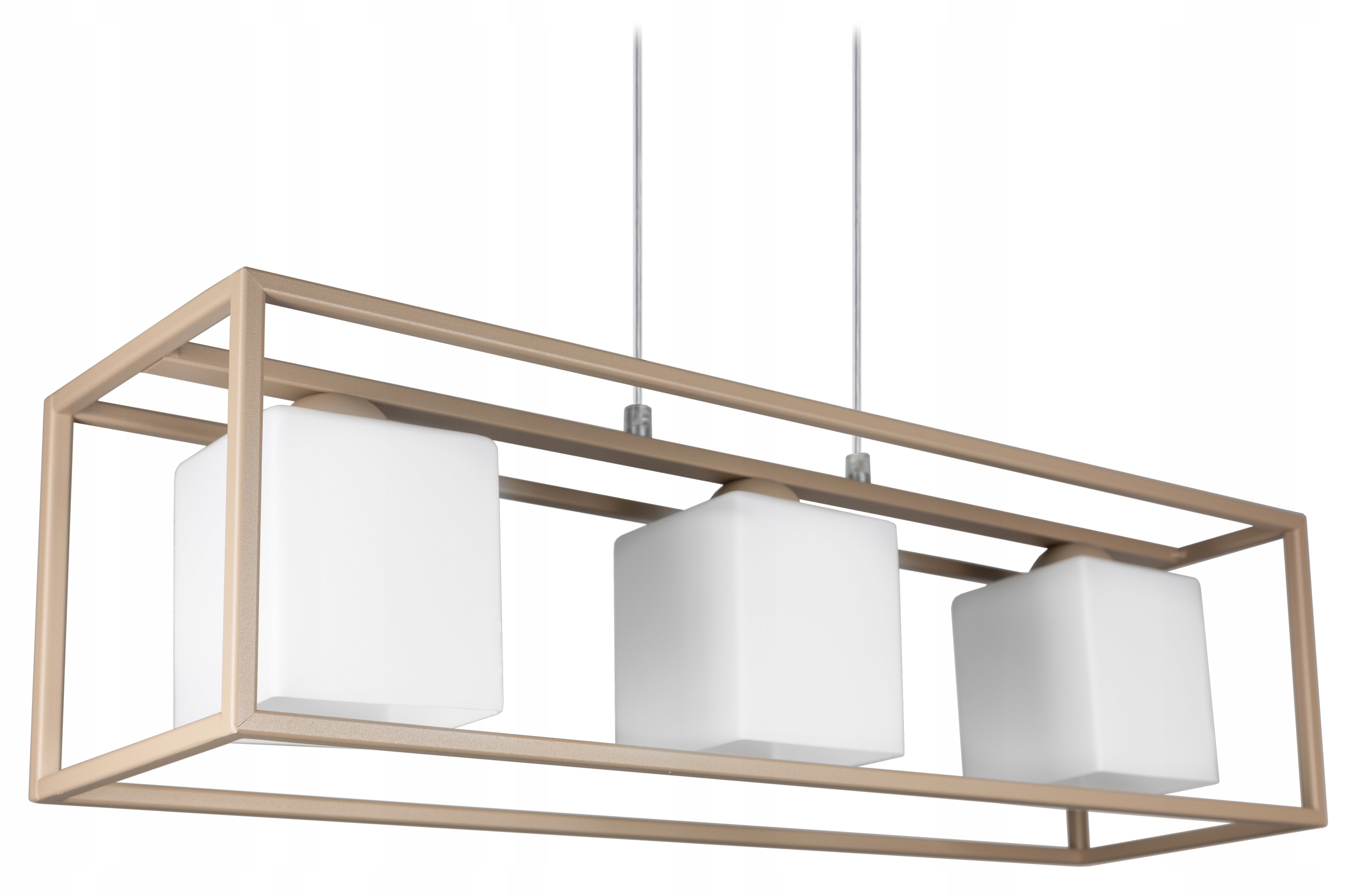 LAMPA WISZĄCA SUFITOWA ŻYRANDOL NOWOCZESNA ECRU BEŻ BIAŁY KLOSZ KLATKA LED
