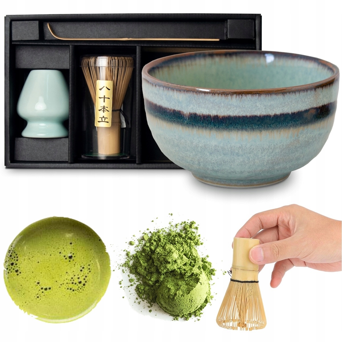 Zestaw Do Przygotowania Herbaty Matcha Zielony 4 Elementy Edo Japan