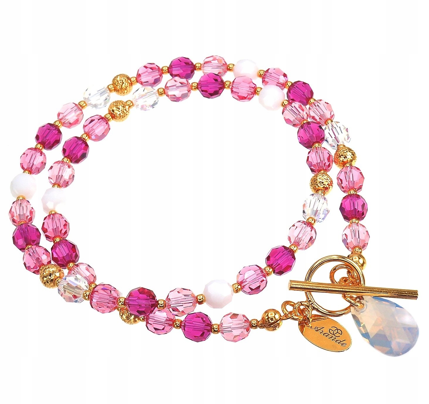 Krystaly Nádherný náhrdelník Crystals Rose Summer Zlaté Stříbro