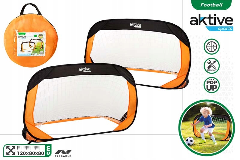 2x Přenosná plážová fotbalová branka 120 x 80 cm, sada 2 přenosných branek