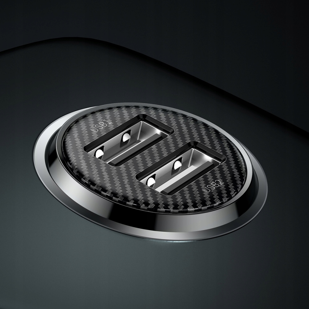 BASEUS Szybka Mini Ładowarka Samochodowa 2xUSB 4,8 Złącza USB
