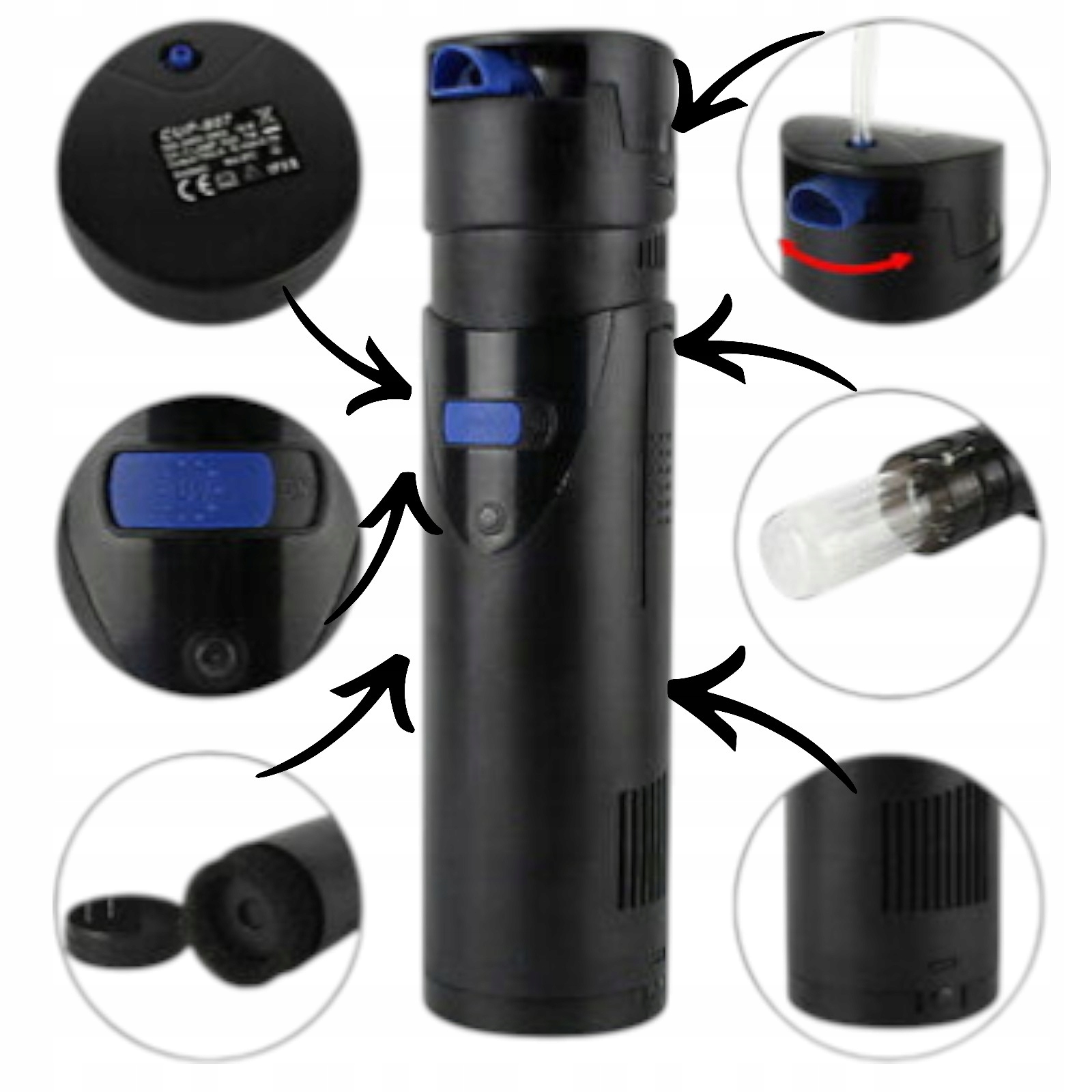 Zaawansowany filtr wewnętrzny wydajność 700 l/h lampą Uv-c o mocy 9W