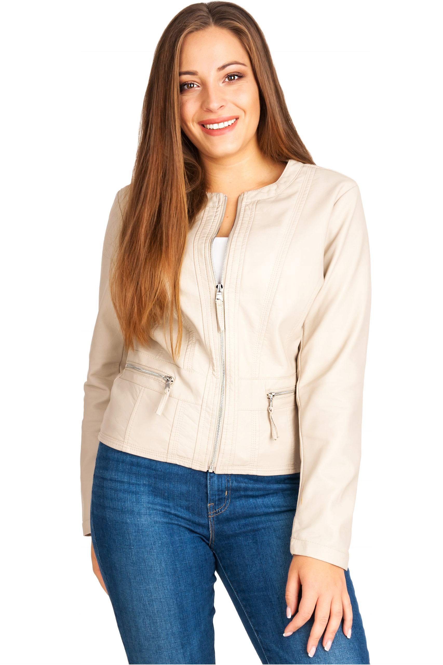 KURTKA DAMSKA SKÓRZANA RAMONESKA PRZEJŚCIOWA SKÓRA Wypełnienie nie dotyczy