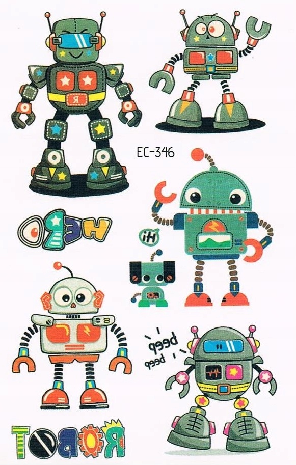 TATUAŻ DLA DZIECI TYMCZASOWY ZMYWALNY ROBOTY