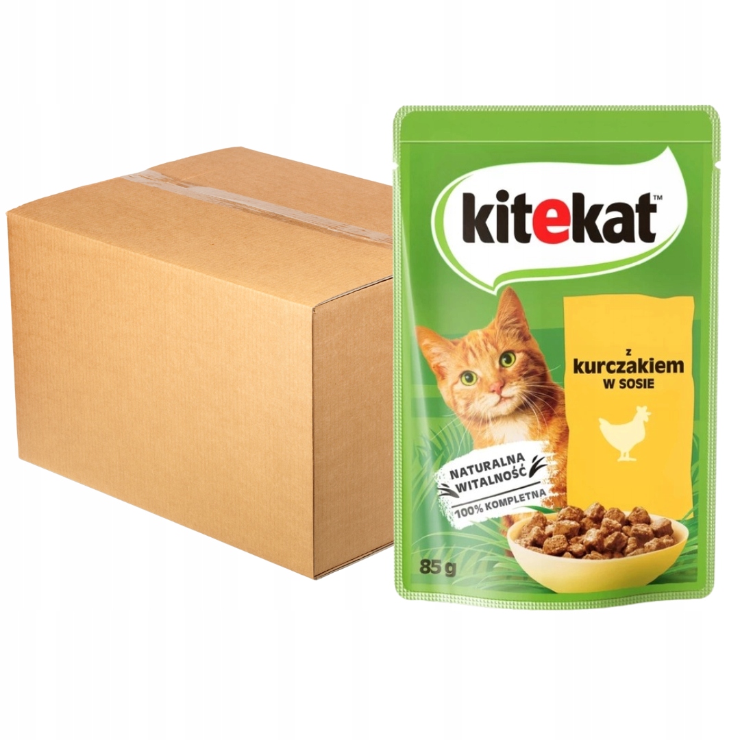 Levně Kitekat Vlhké krmivo pro dospělé kočky s kuřecím masem v omáčce 85 g x 28 ks