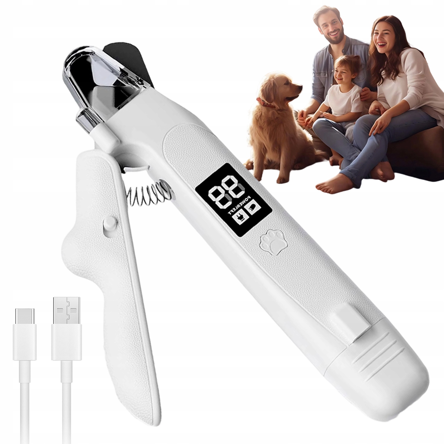 Levně 2V1 Elektrický Pilník Pro Kočky A Psy S Led Bílou Barvou 200 Mah