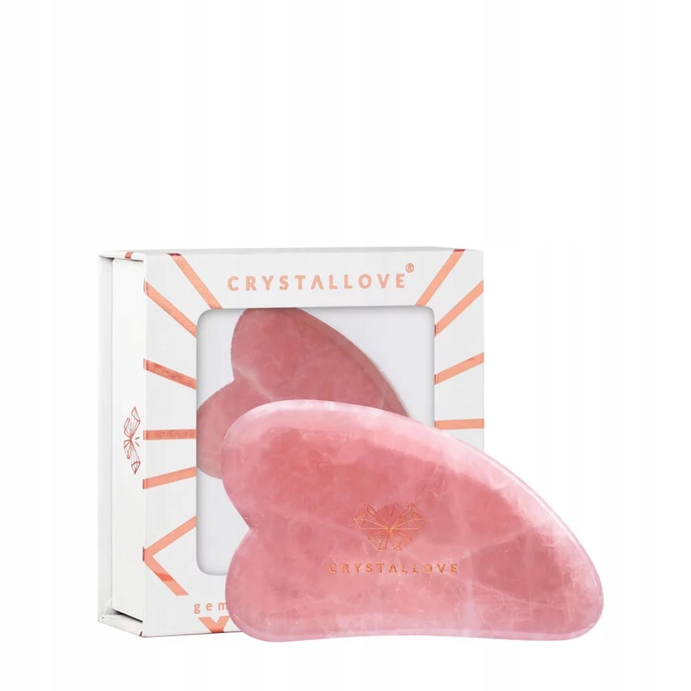 Crystallove Płytka do masażu twarzy gua sha z naturalnego kwarcu różowego