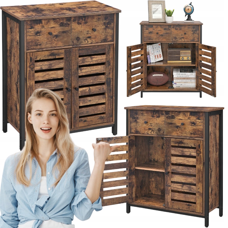 Komoda Skriňa s zásuvkami a policami na oblečenie Hračky s dverami do obývačky