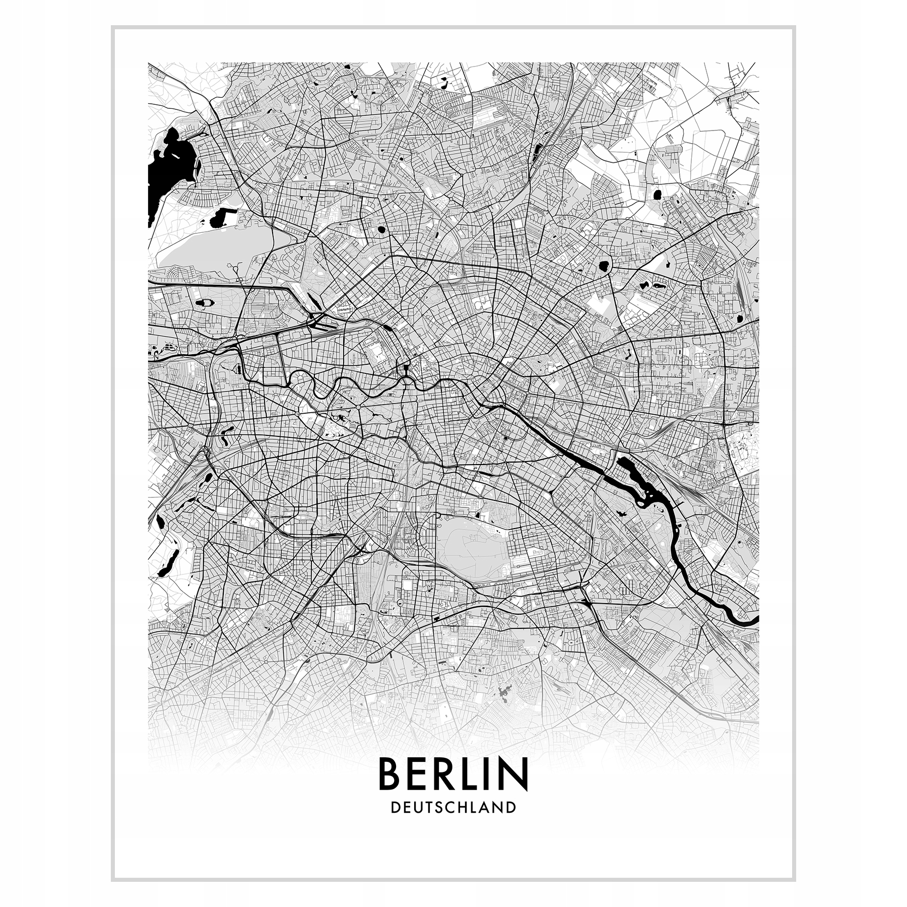 

Plakat 24x30 Mapa Berlin Kolor czarno-biały