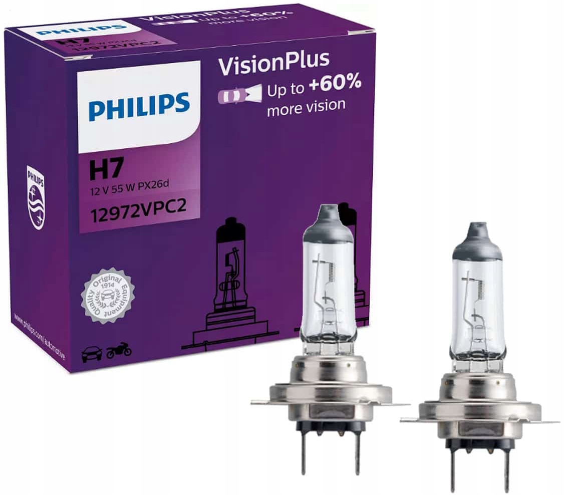 Żarówki samochodowe Philips VisionPlus H7 12V 55W 2sztuki