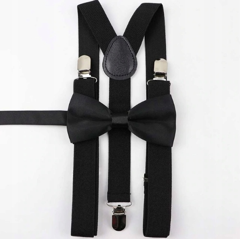 

Komplet Szelki męskie czarne i Mucha męska czarna