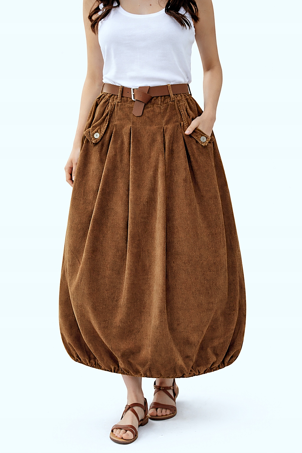 sukně italská manšestrová rudá Rossa s elastickým pasem