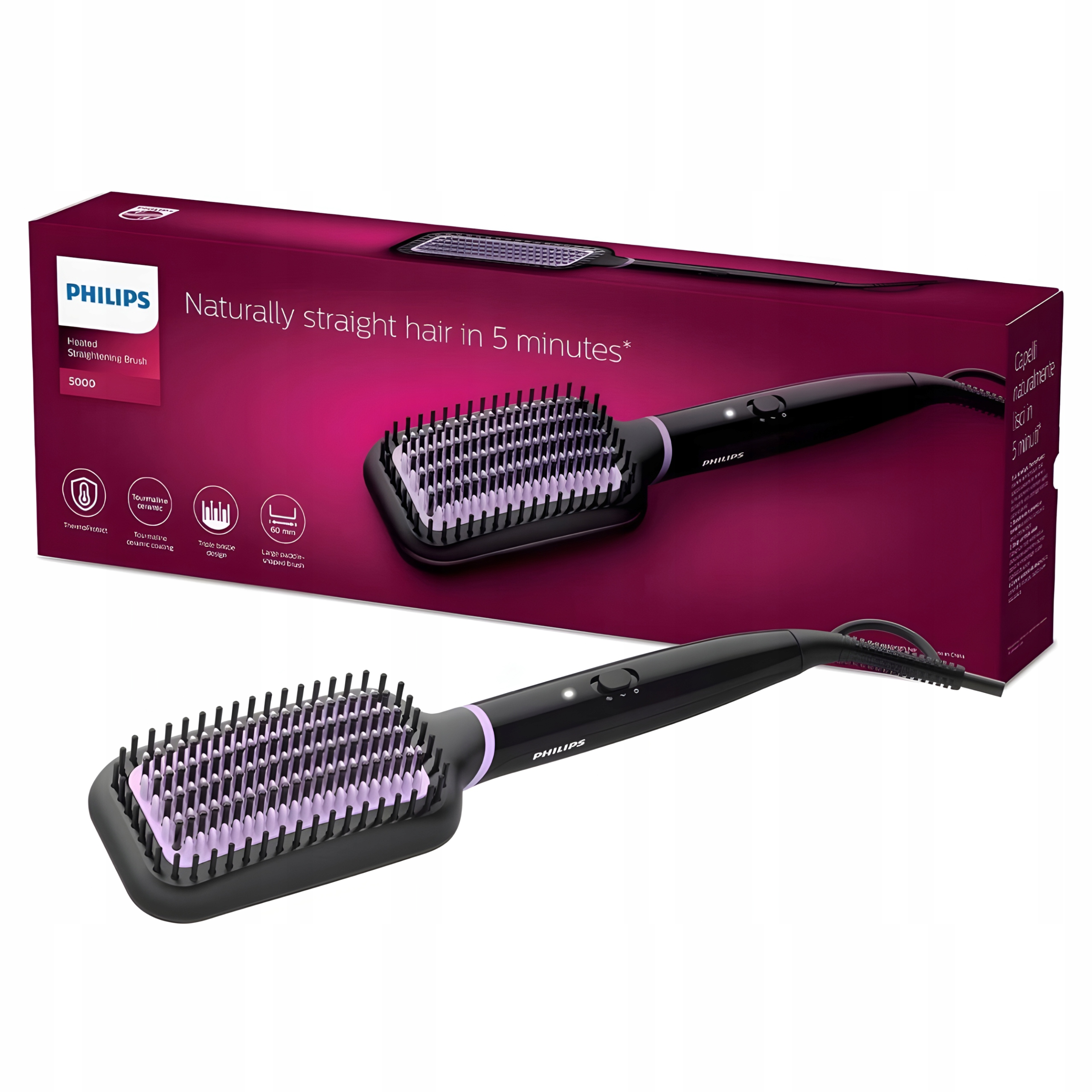 Szczotka Prostująca Włosy Philips StyleCare Essential BHH880 Czarna