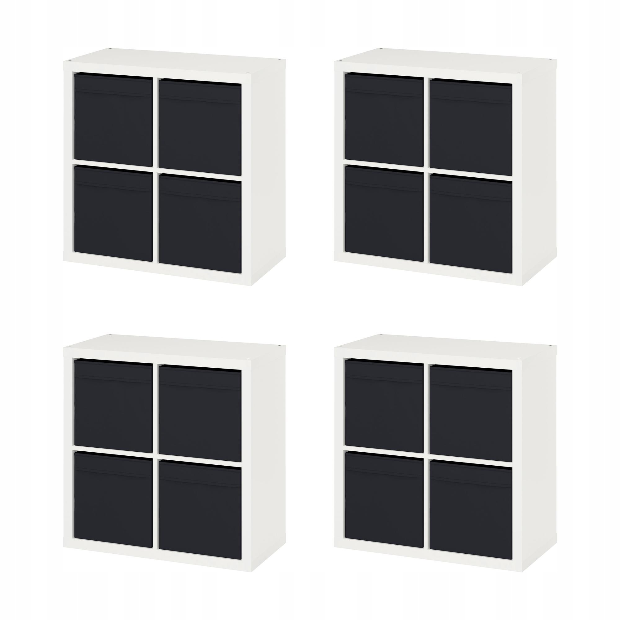 4 szt. Regal bialy z czarnymi panelami 77x39x77 Kallax