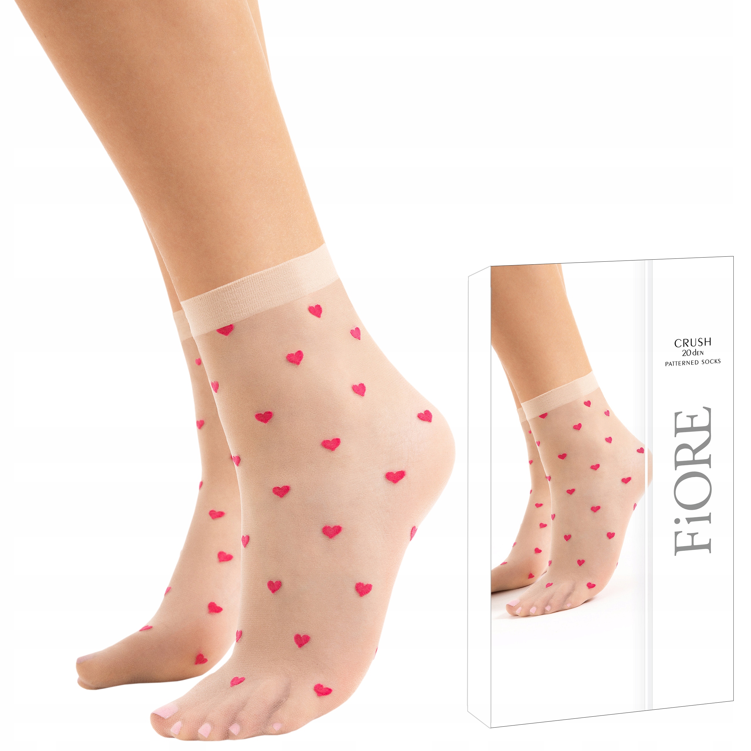 

Fiore Skarpetki Crush 20 den serduszka Poudre/Pink