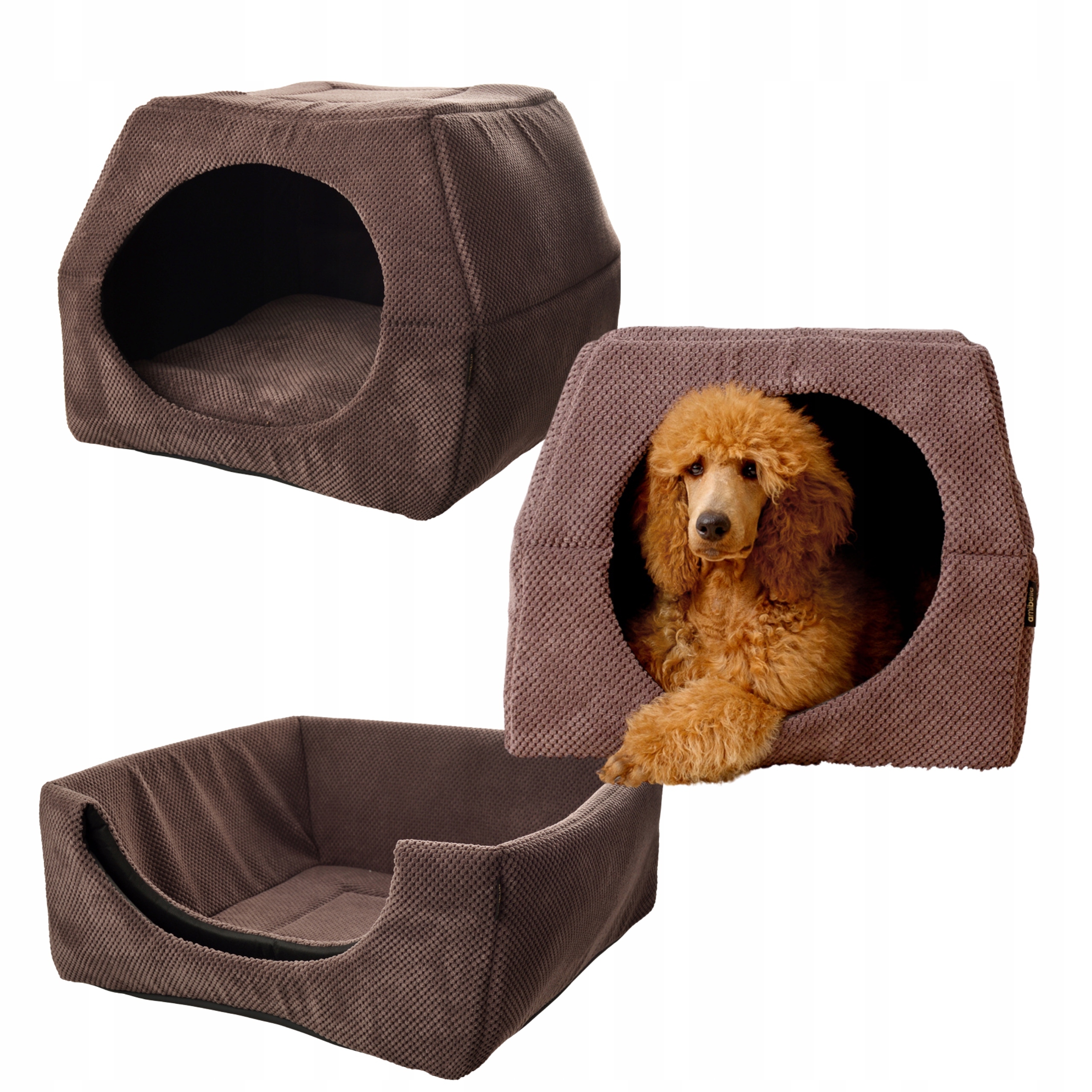 Levně Pelíšek pro psa kočku Budka 2v1 L Domeček 55x55 cm Protiskluzové pelíšky