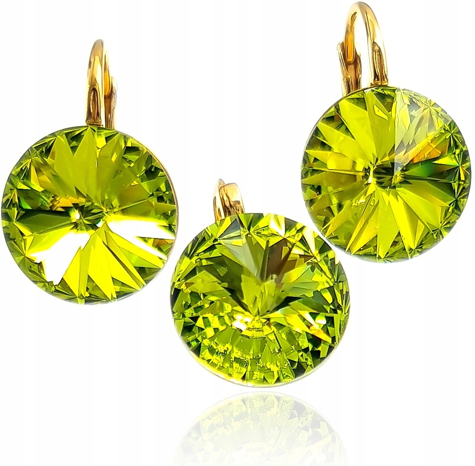 Krásný komplet Crystal Paris Citrus Green Gold Zlaté krystaly Stříbro