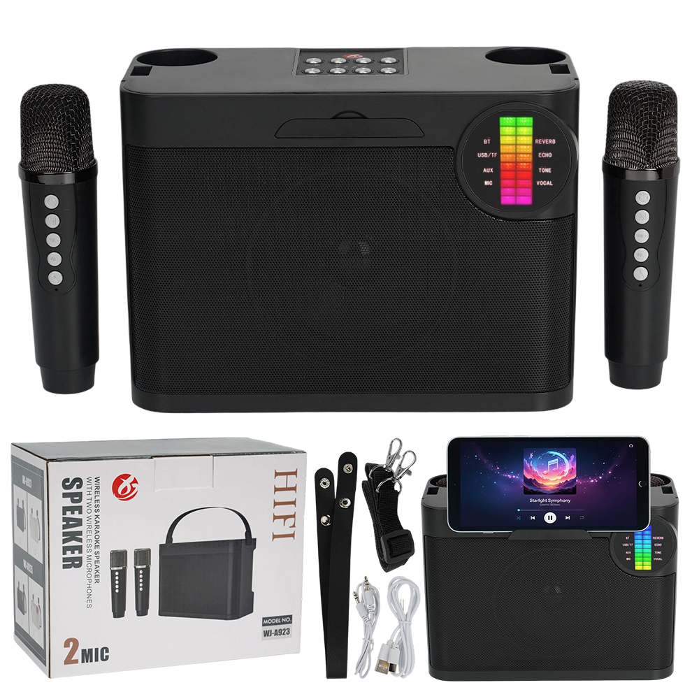 Bluetooth Reproduktor Rgb Karaoke Set Se Dvěma Mini Mikrofony Ideální Dárek