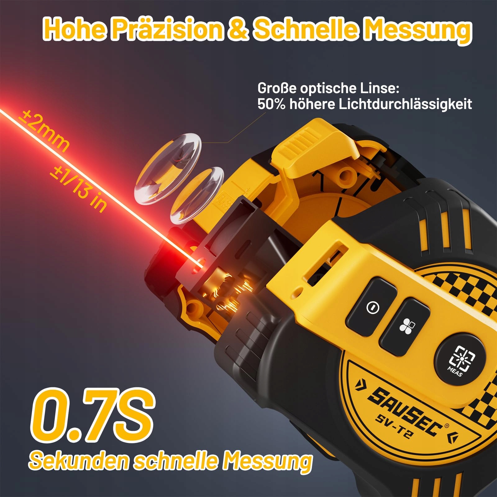 SAVSEC Dalmierz Laserowy 2w1 80m Cyfrowa Miarka LCD Pomiar Odległości — miniatura 3