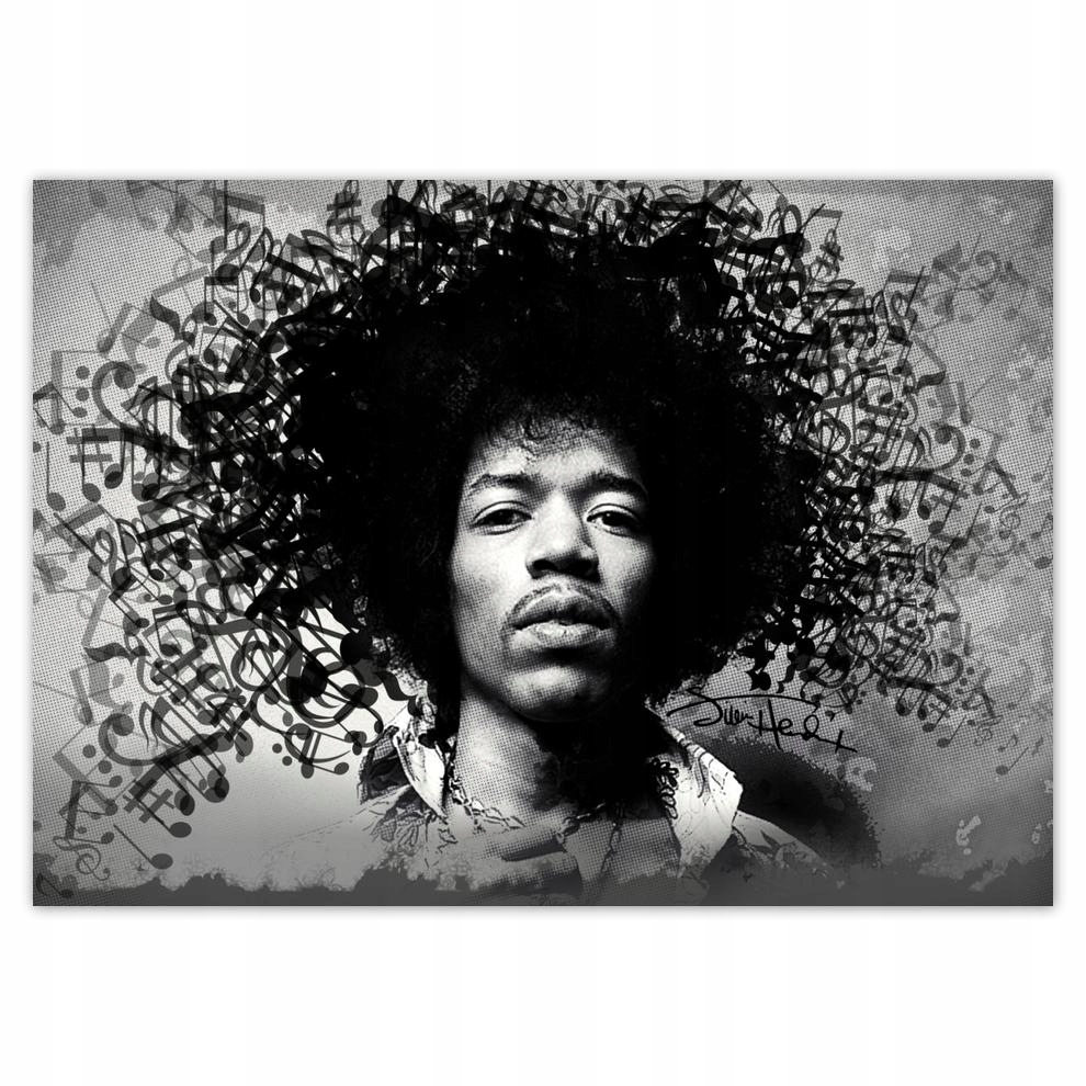 

Naklejki 70x50 Jimmy Hendrix z nutami
