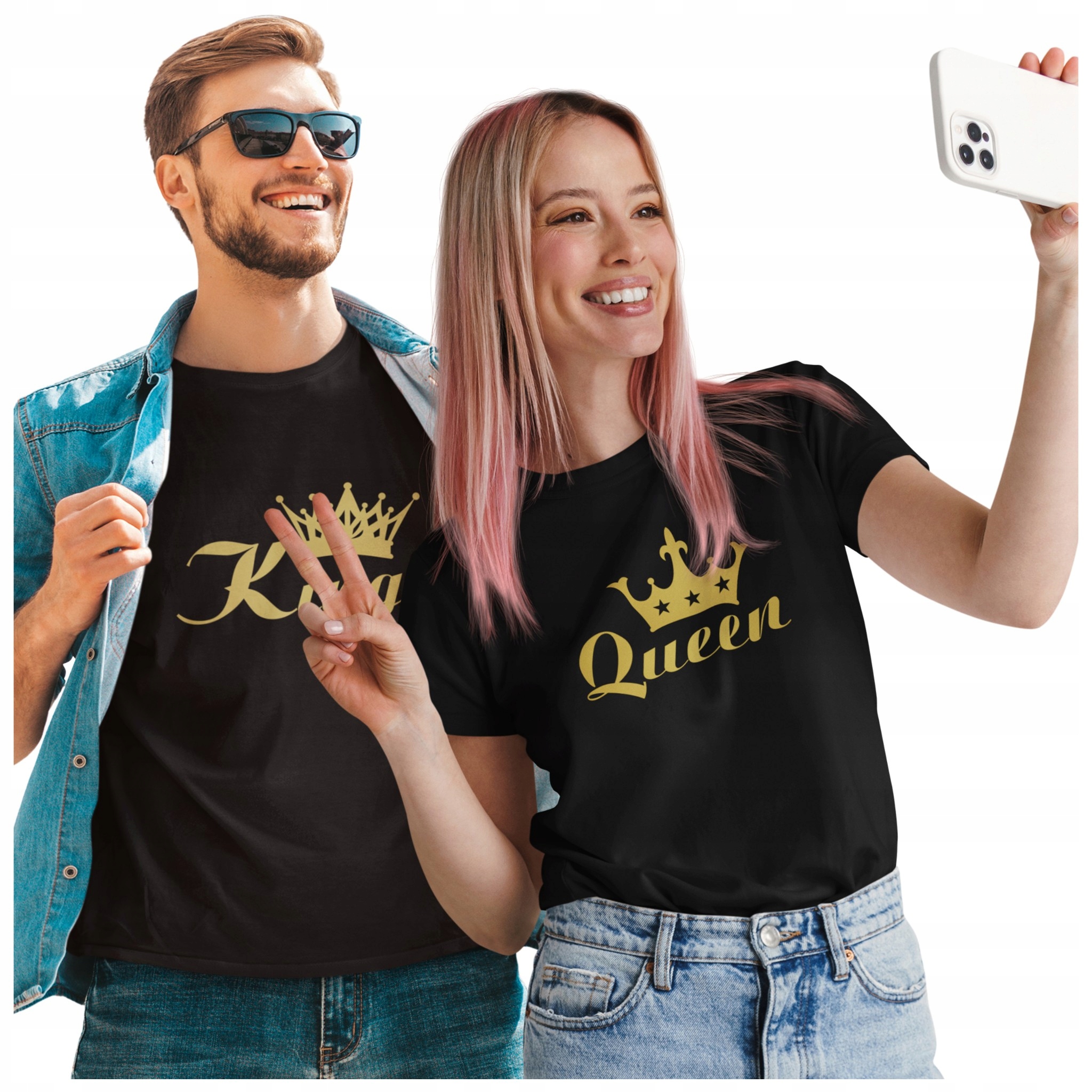 Trička Pro Páry King Queen Se Zlatou Korunou Pro Zamilované Na Valentýna XX