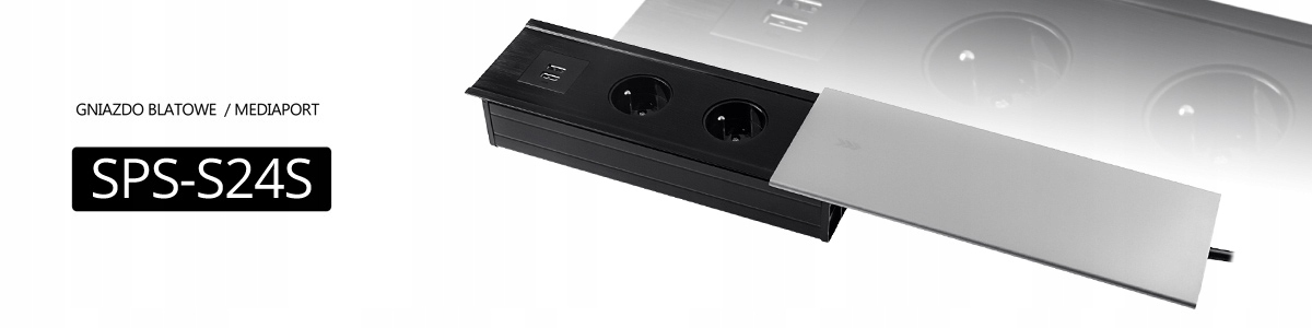 Gniazdo Blatowe Meblowe Konferencyjne Ładowarka USB Spacetronik SPS-S24S Uziemienie Z uziemieniem