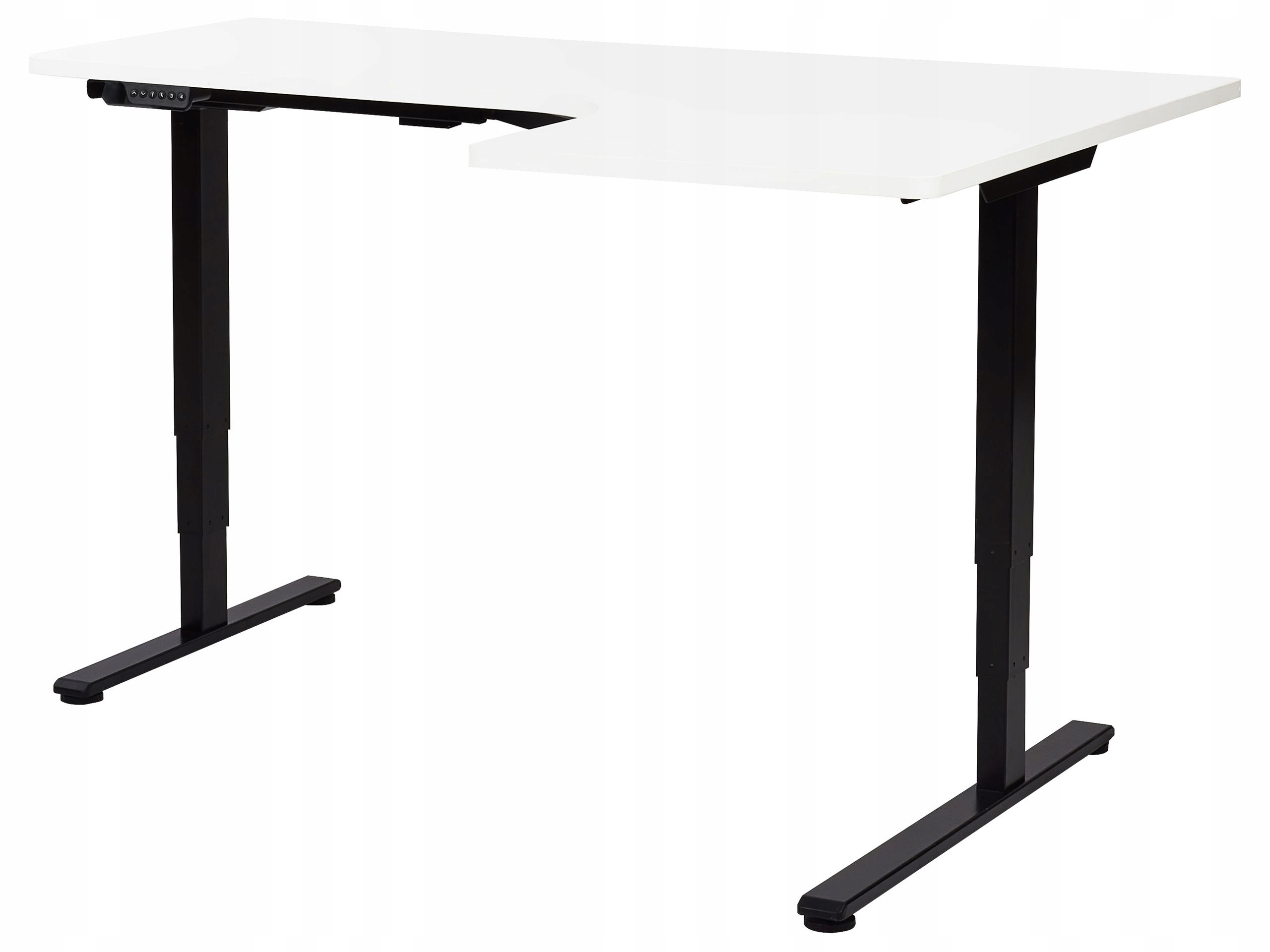 Biurko narożne regulowane 160x59 czarno-białe