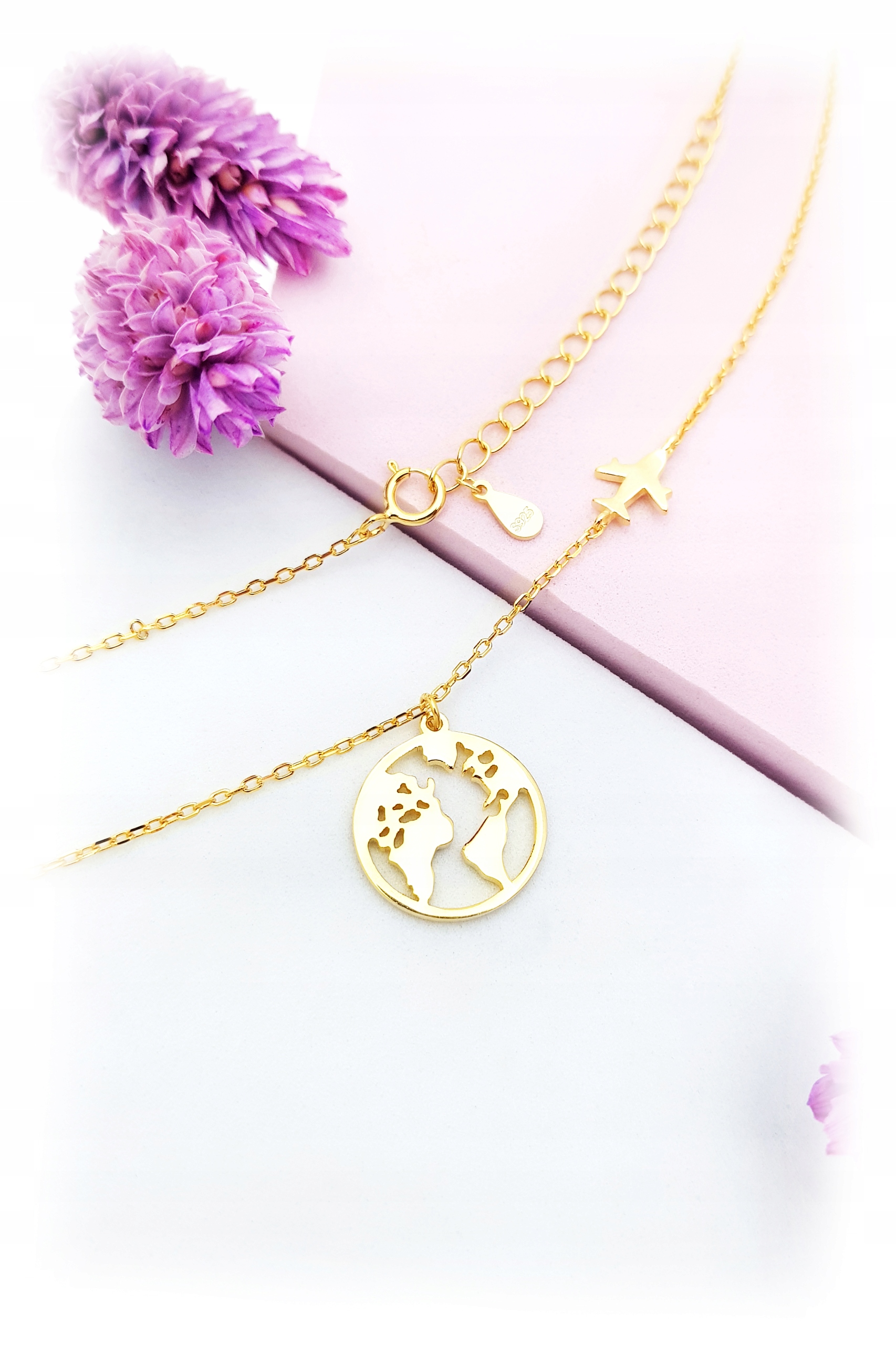 SREBRNA POZŁACANA CELEBRYTKA KULA ZIEMSKA SAMOLOT PR. 925 Marka Inna marka