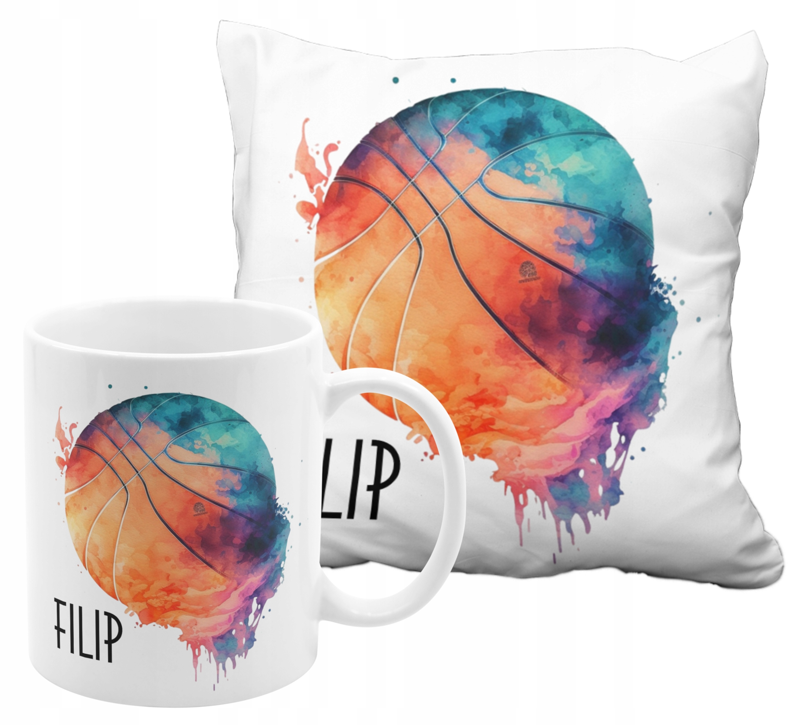 

Zestaw Koszykarz Z Imieniem Kubek Poduszka Basket