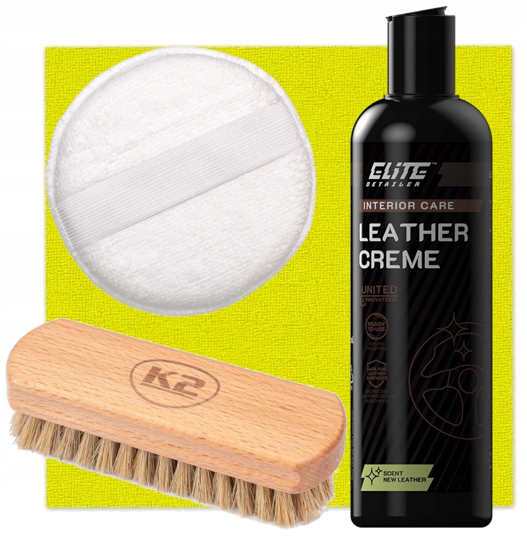Zestaw do pielęgnacji skóry samochodowej Krem 500ml Szczotka Mikrofibra