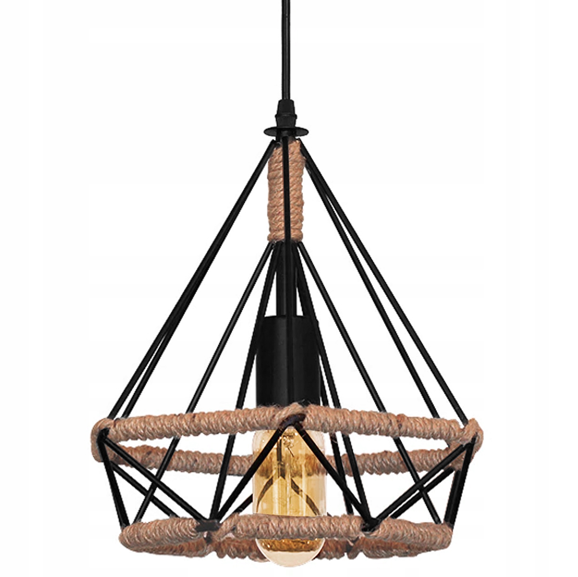 Závěsná lampa Toolight APP678-1CP 1 bod světla E27 Boho Loft Černá Šňůra