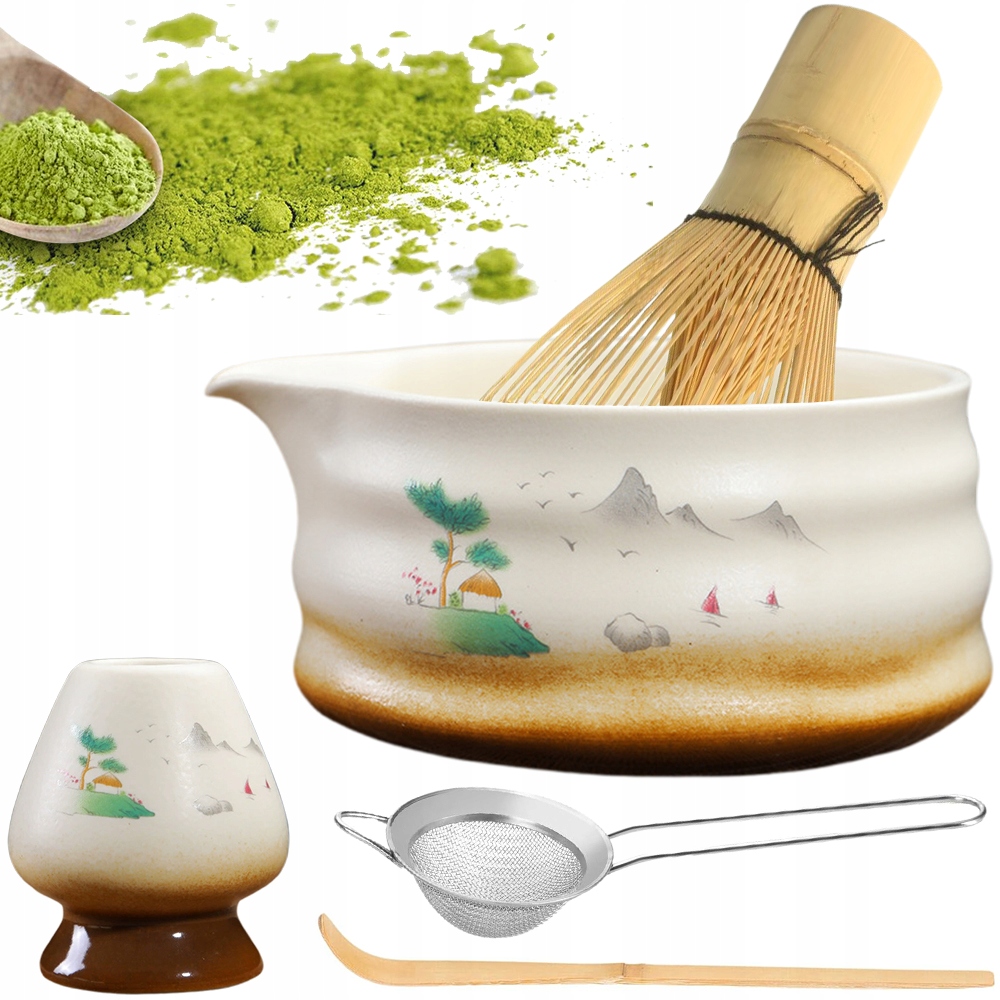 Levně Kompletní Sada Pro Matchu S Miskou A Sítem Pro Přípravu Matchy Latte