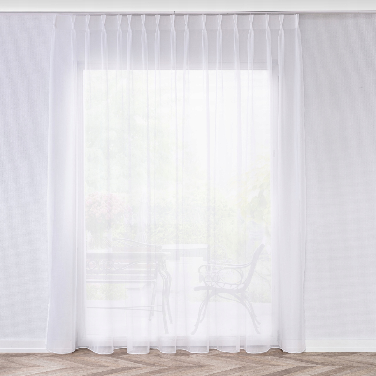 Hotová Záclona na dvojitých flex hácích Woalowa 300 x 245 cm, bílá