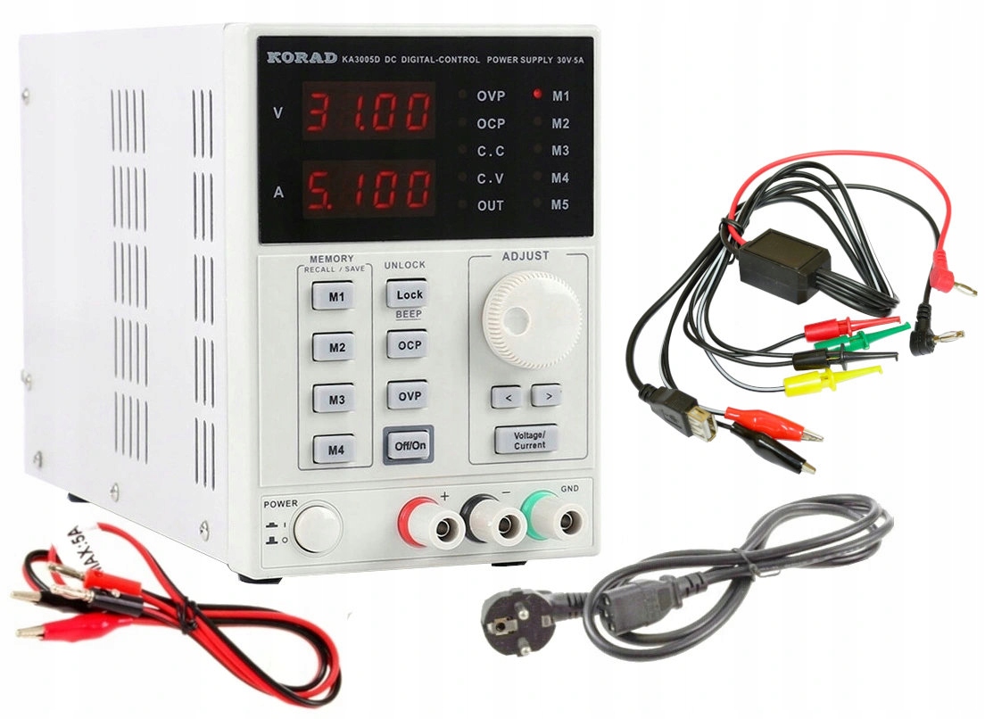 

Korad KA3005D Zasilacz Lab +Przewody 7 końcówek
