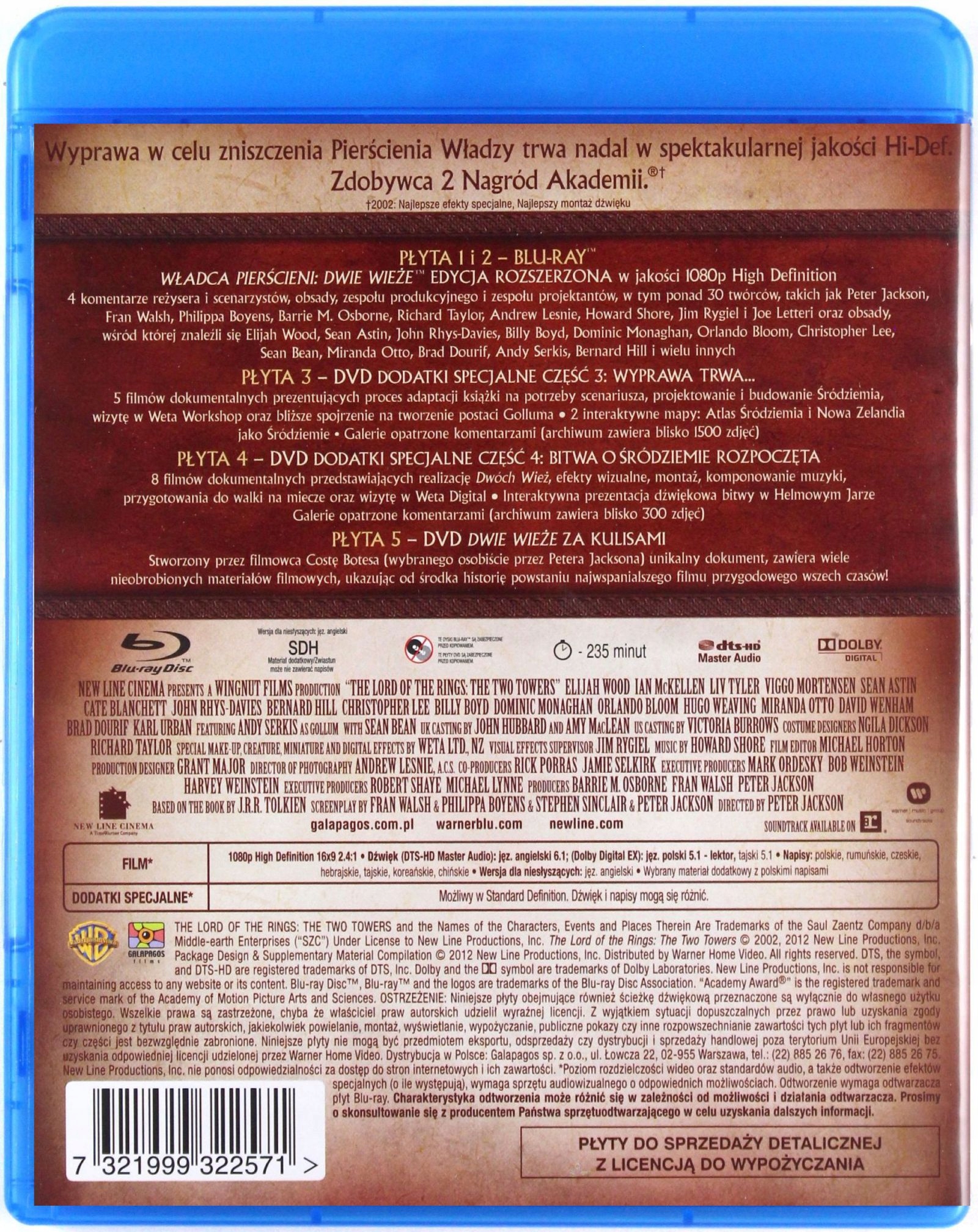 WŁADCA PIERŚCIENI DWIE WIEŻE (EDYCJA ROZSZERZONA) [BOX] [2XBLU-RAY]+[3DVD] Gatunek fantasy
