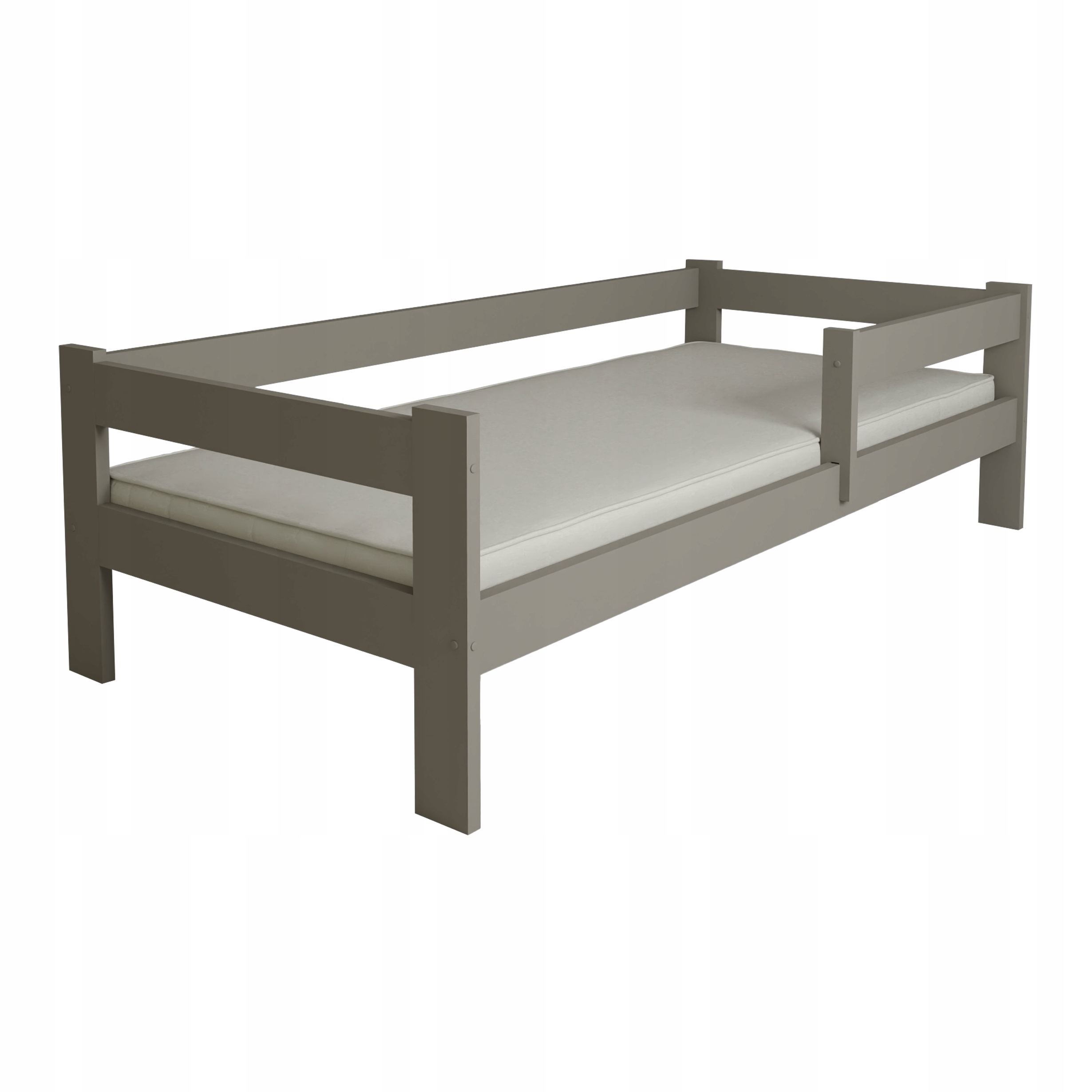 Dětská Postel Ala 80x180 Šedá Rošt Barierka Dřevěná Pevná