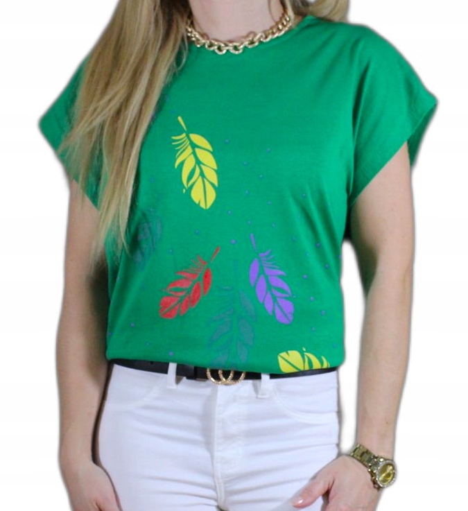 BLUZKA KOSZULKA T-SHIRT NADRUK DUŻO WZORÓW 3XL 46