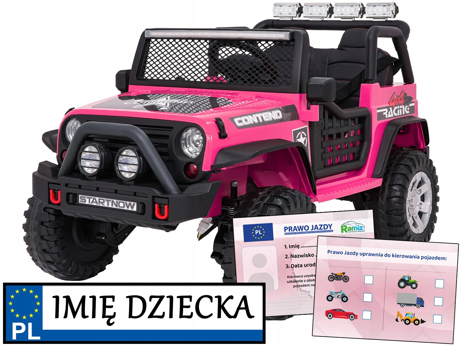 samochód na akumulator dla dziewczynki Jeep Beast 4x4 funkcja kołyski