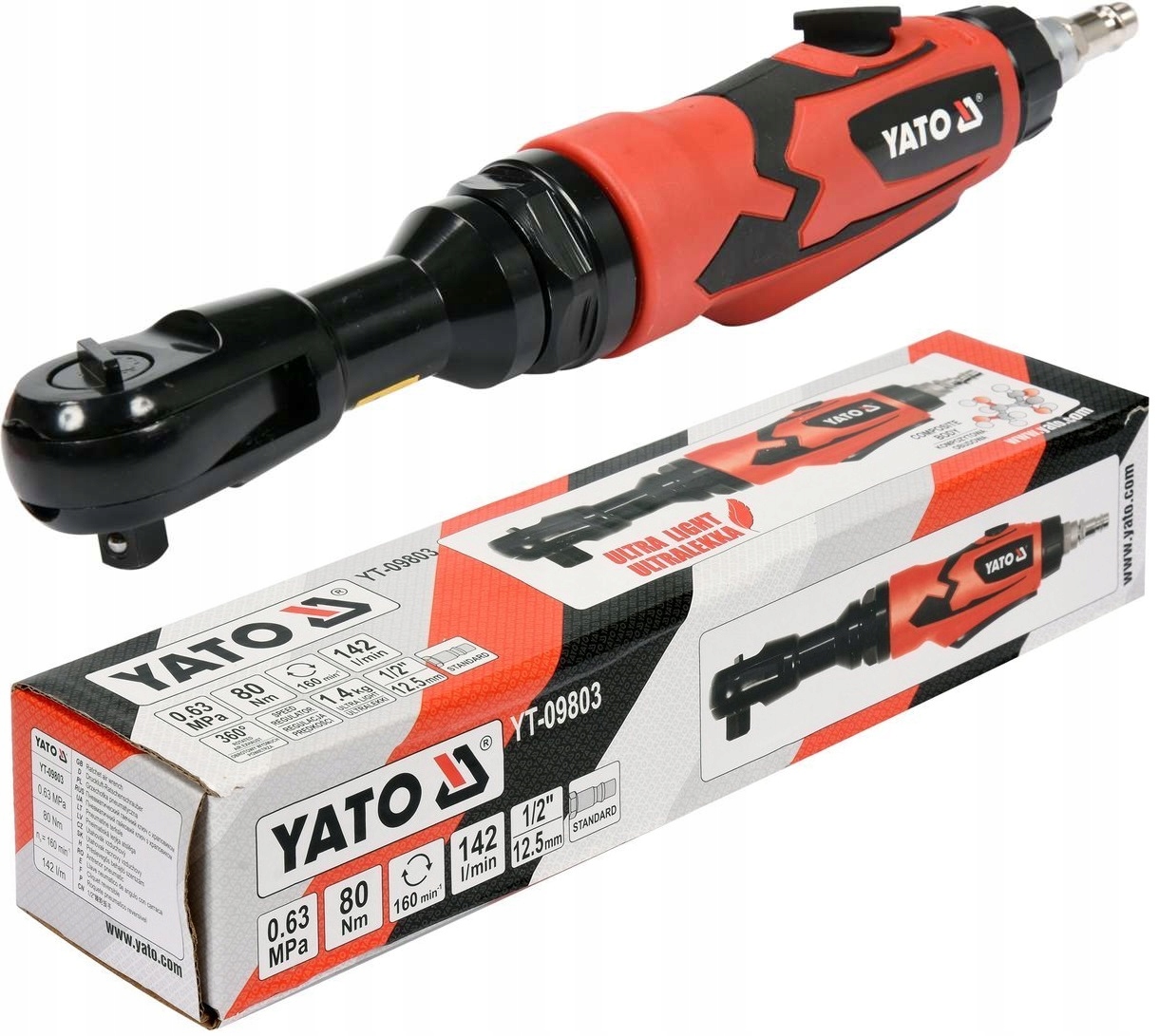 

Klucz Grzechotka Pneumatyczna 1/2' 80Nm Yato