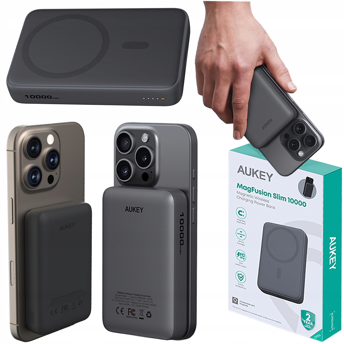 Powerbanka 10000mAh Aukey PB-MS04 MagSafe Usb-c Qi Bezdrátová 20W