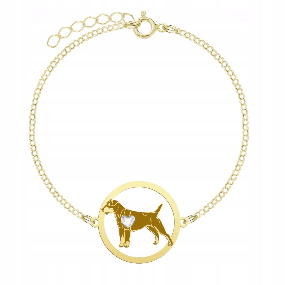 Zlatý náramek s psem Deutscher Jagdterrier 925 Řetízek Dárek Gravírování