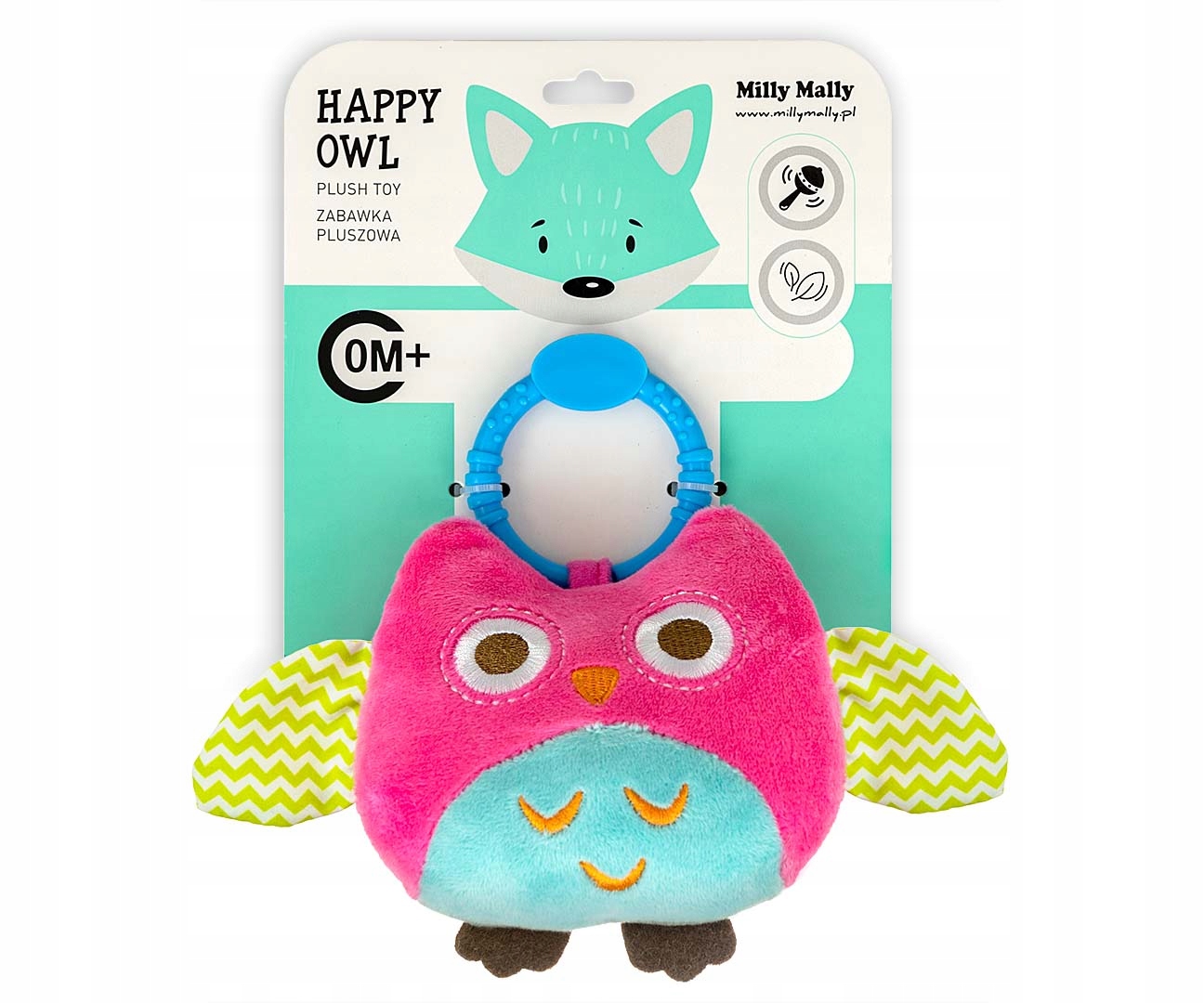 Zawieszka pluszowa Sówka - Happy owl - 2552 PINK