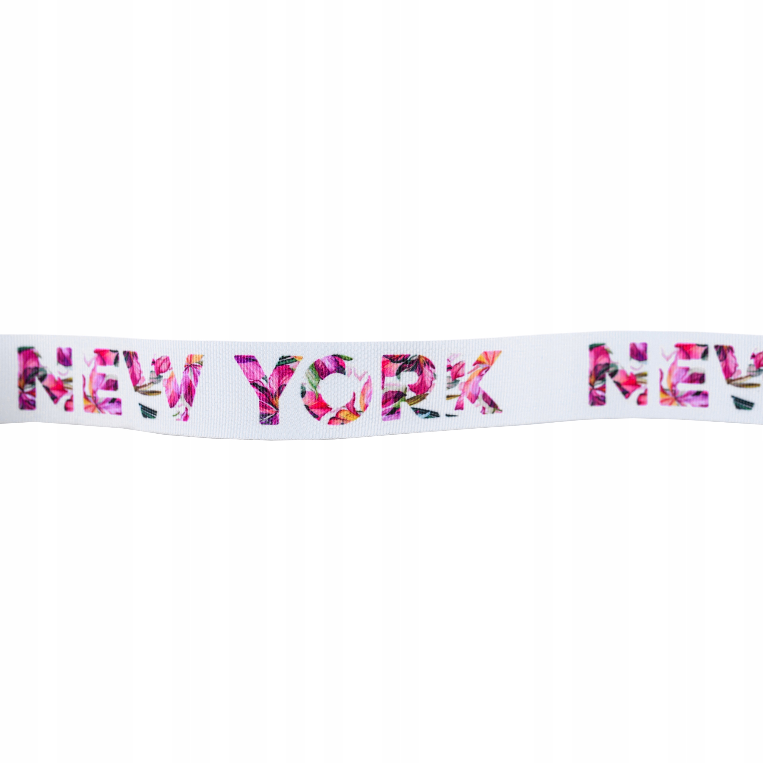 Taśma rypsowa 30MM New York Kwiaty 1MB biała 2481