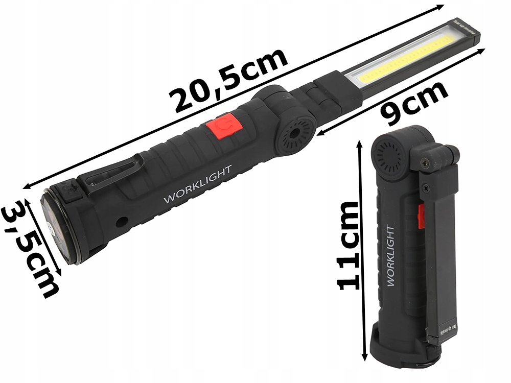 LAMPA LATARKA WARSZTATOWA Z MAGNESEM + HAK SKŁADANA DO WARSZTATU USB 5w1 Waga produktu z opakowaniem jednostkowym 0.062 kg