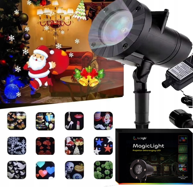 Led Laserový Projektor Pro Domácnost, Na Nástěn, Vánoční Dárek 12 Diaplikátů