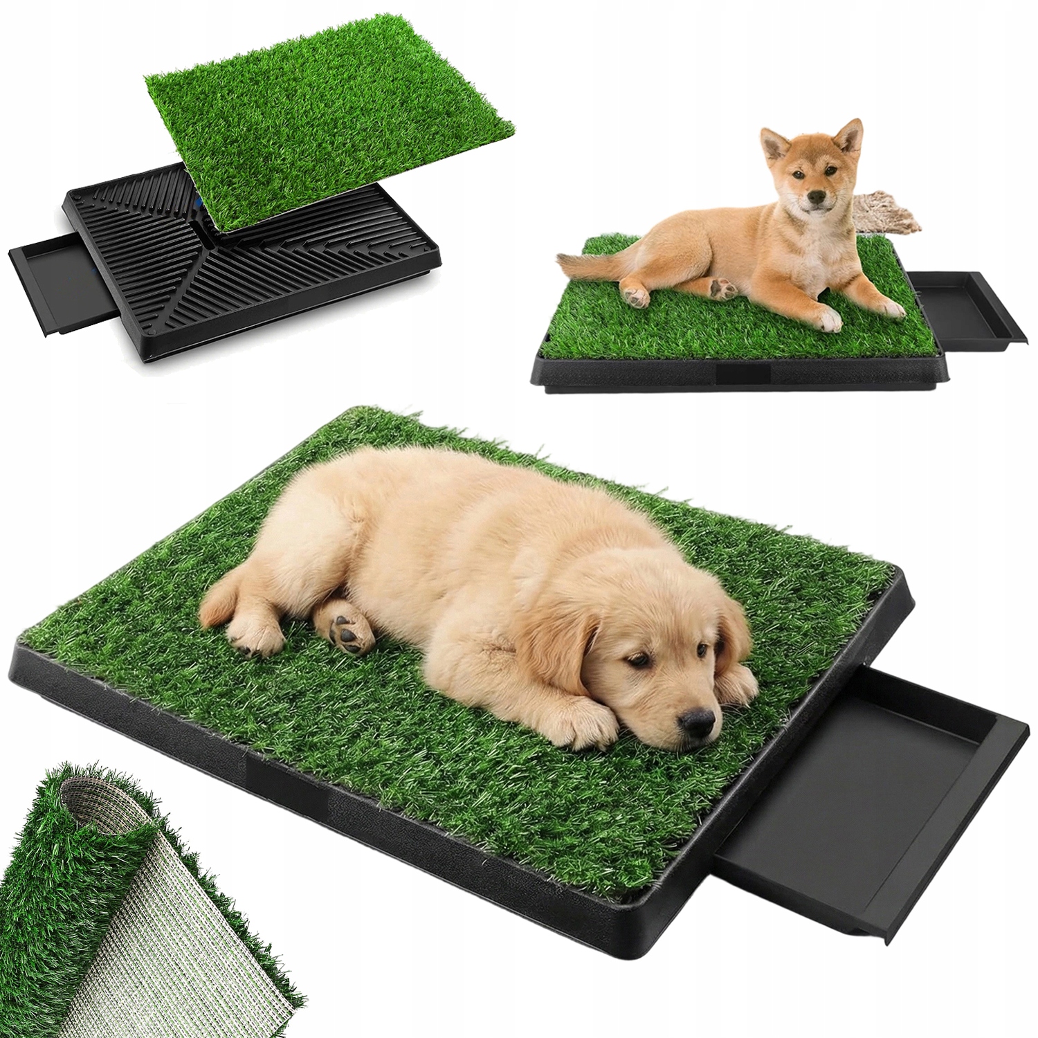 Kuweta Wc Podložka Pro Psa Umělá Tráva S Mřížkou 63X50X7.5 CM